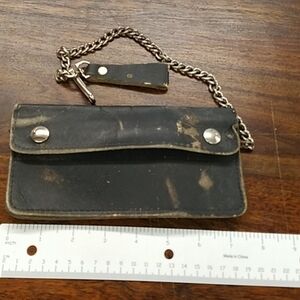 Leather Motorcycle Change Wallet Rough Condition 7.5" x 4"